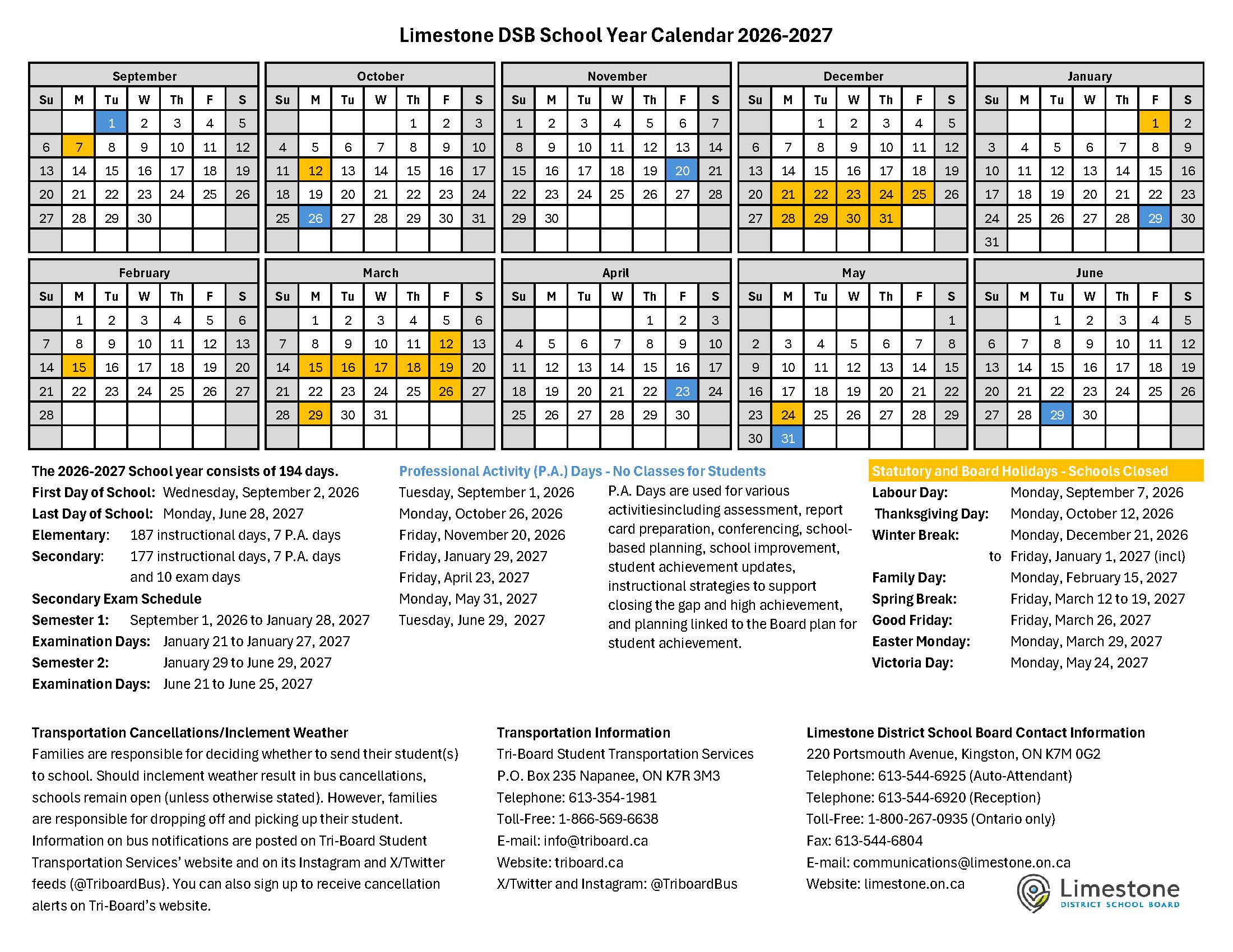 2026 2027 LDSB Calendar