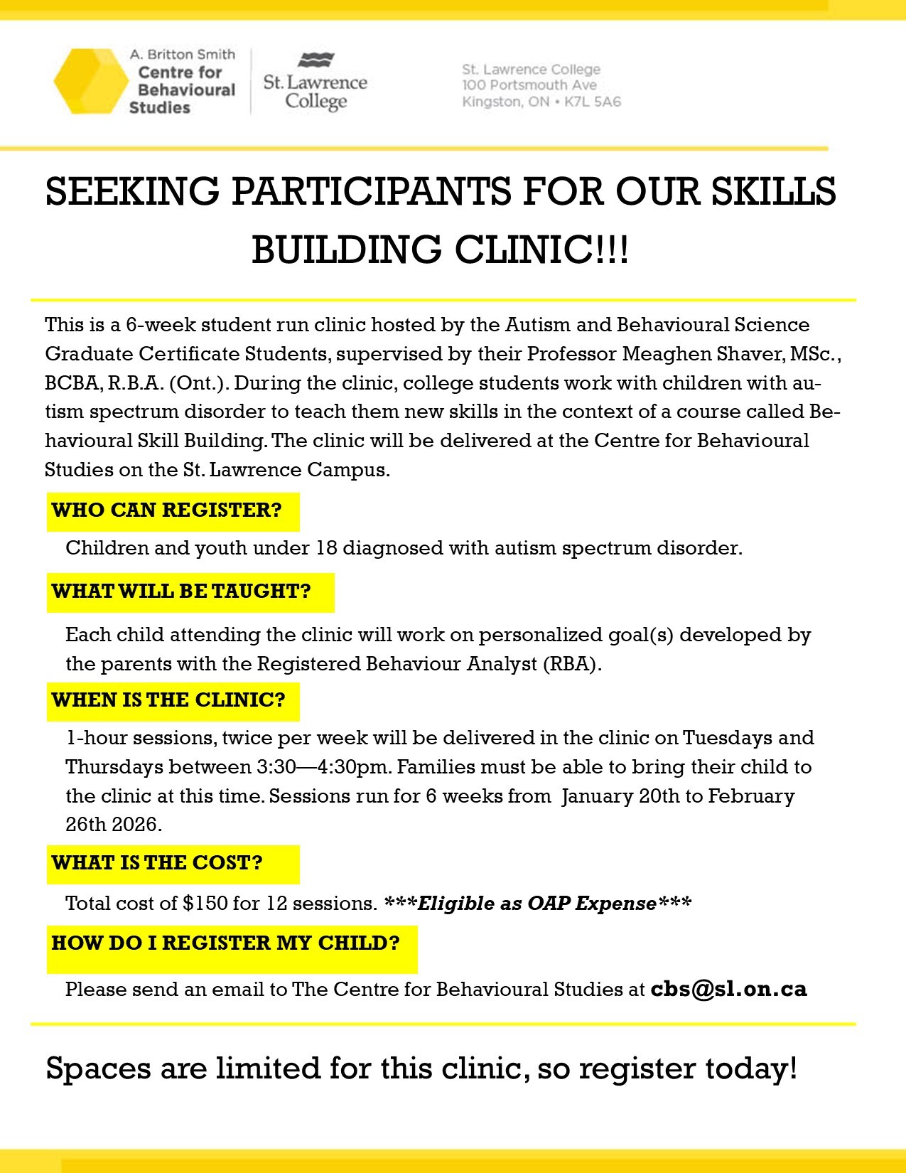 CBS AUBS Clinic Jan Feb 2026